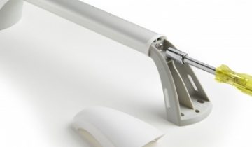 Wandbeugel zilverkleurig met afdekkappen in mat wit - 90 graden gehoekt 60 x 30 cm - SecuCare