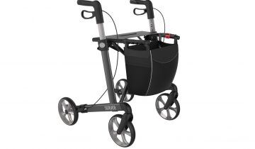 Rollator Server Lichtgewicht Rehasense Large, rood en incl. stokhouder