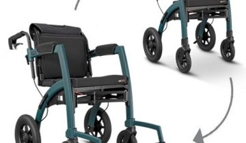 Rollz Motion Performance rollator en rolstoel in 1 voor buiten en oneffen terrein met rolstoelpakket en tas onder stoel - groen