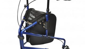 Aluminium 3-wiel rollator blauw licht en wendbaar