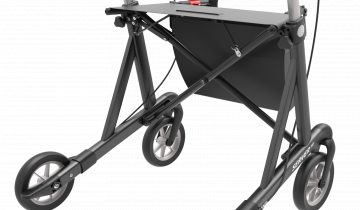 Rehasense Server Heavy Duty XL rollator extra breed en belastbaar tot 200 kg Large, antraciet grijs en incl. stokhouder