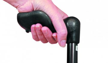 Opvouwbare wandelstok zwart met anatomische handgreep – rechtshandig