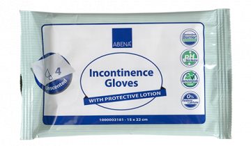 ABENA Incontinentiewashandjes - Parfumvrij - 4 Washandjes - Voor een Droge Huid - Hydrateert en Beschermt de Huid - 3% dimethicone - Vegan
