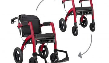 Rollz Motion Performance rollator en rolstoel in 1 voor buiten en oneffen terrein met rolstoelpakket en tas onder stoel - groen