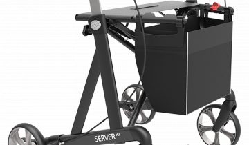 Rehasense Server Heavy Duty XL rollator extra breed en belastbaar tot 200 kg Large, antraciet grijs en incl. stokhouder