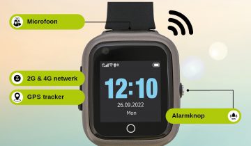 Wuzzi Alert Watch Indi platinagrijs - alarmhorloge - sportief - straalwaterdicht