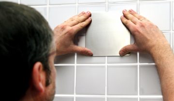 Edelstaalplaatjes voor zuignap van wandbeugel : 14,5 x 14,5 cm (per 2)