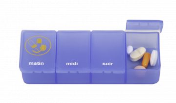Pillendoos 1 dag - 4 vaks transparant blauw FR