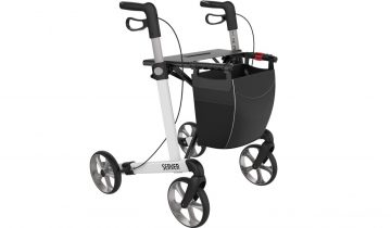 Rollator Server Lichtgewicht Rehasense Large, rood en incl. stokhouder