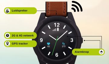 Wuzzi Watch Orion - Wuzzi Alert persoonsalarm - Senioren alarm - zwart