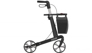 Rollator Server Lichtgewicht Rehasense Large, rood en incl. stokhouder