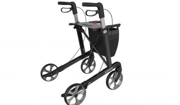Rollator Server Lichtgewicht Rehasense Large, rood en incl. stokhouder
