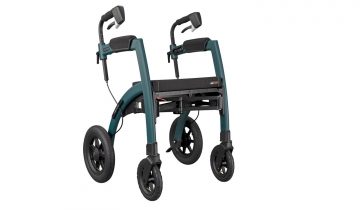 Rollz Motion Performance rollator en rolstoel in 1 voor buiten en oneffen terrein met rolstoelpakket en tas onder stoel - groen