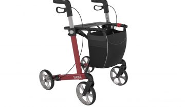 Rollator Server Lichtgewicht Rehasense Large, rood en incl. stokhouder